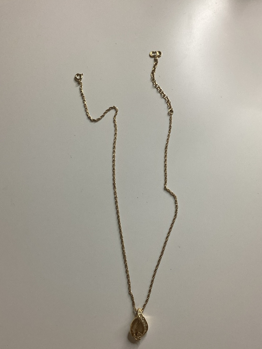 Dior Gold Teardrop Pendant Necklace - Picture 1 of 3